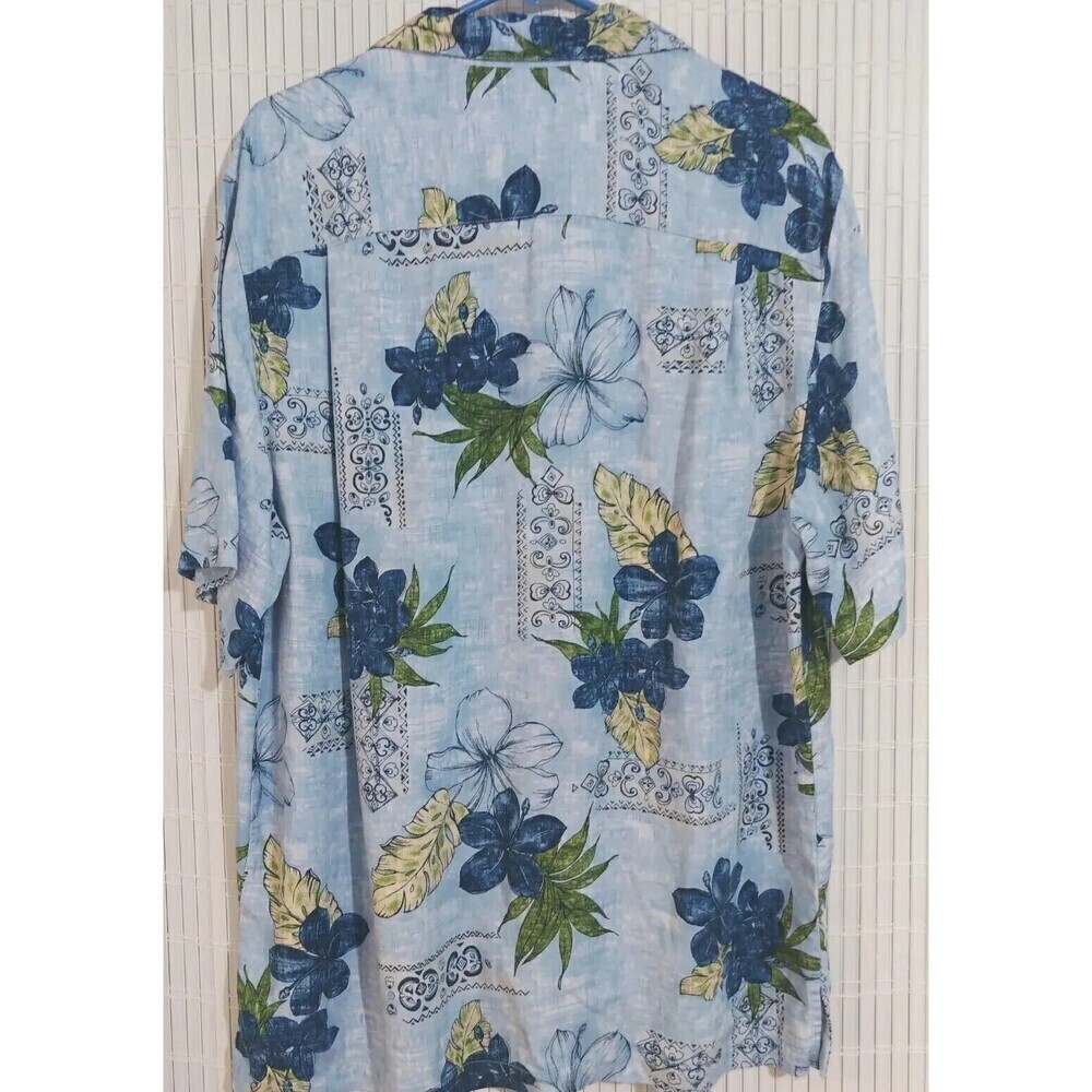 Caribbean joe Hawaiian Shirt for Mens Size Medium Blue Short Sleeve 100% Rayon - Picture 3 of 11